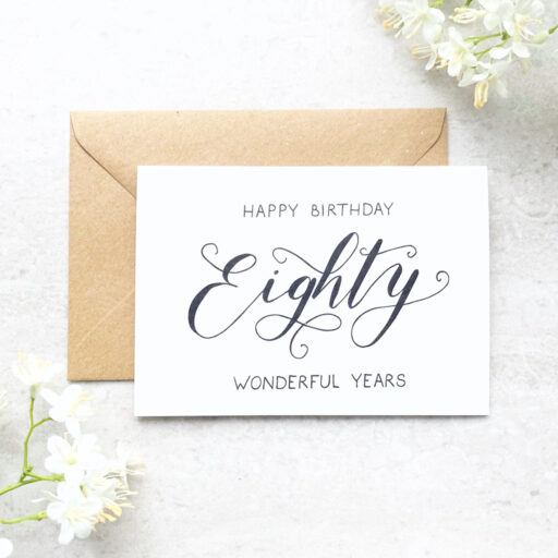 EIGHTY-CARD-FRONT-CALLIGRAPHY-BIRTHDAY
